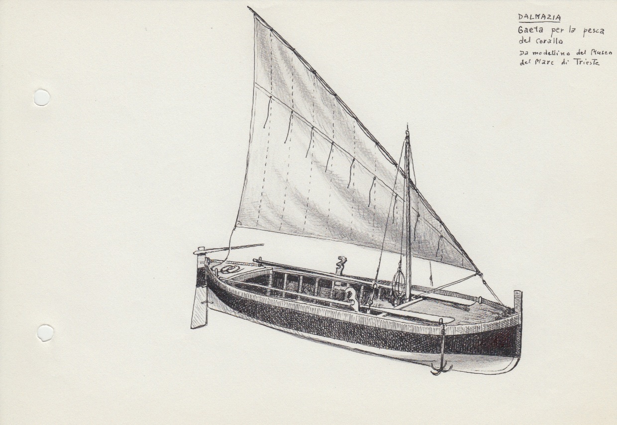 134-Dalmazia - Gaeta per la pesca del corallo - da modellino del Museo del Mare di Trieste